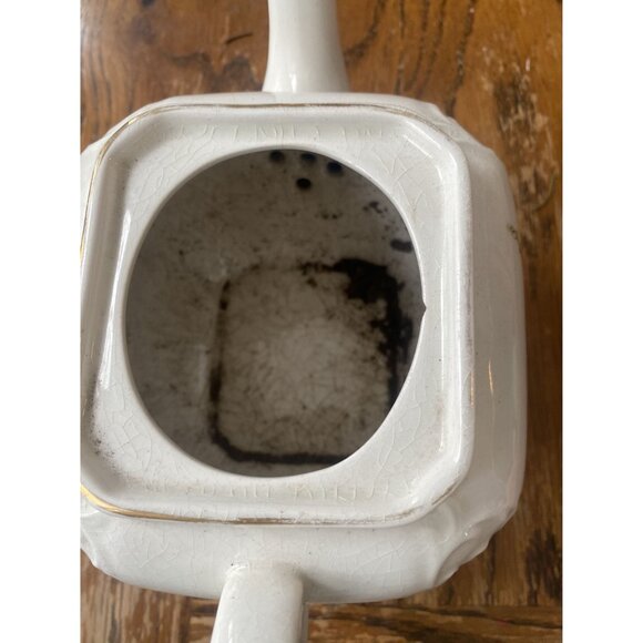 Vintage Ellgreave Wood & Sons Ironstone Teapot Floral Lily Of The Valley England - Picture 6 of 8